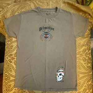 Primitive Gray Spider and Skull Graphic Tee
